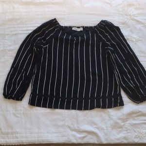 Abercrombie Kids Navy Striped Long Sleeve Blouse
